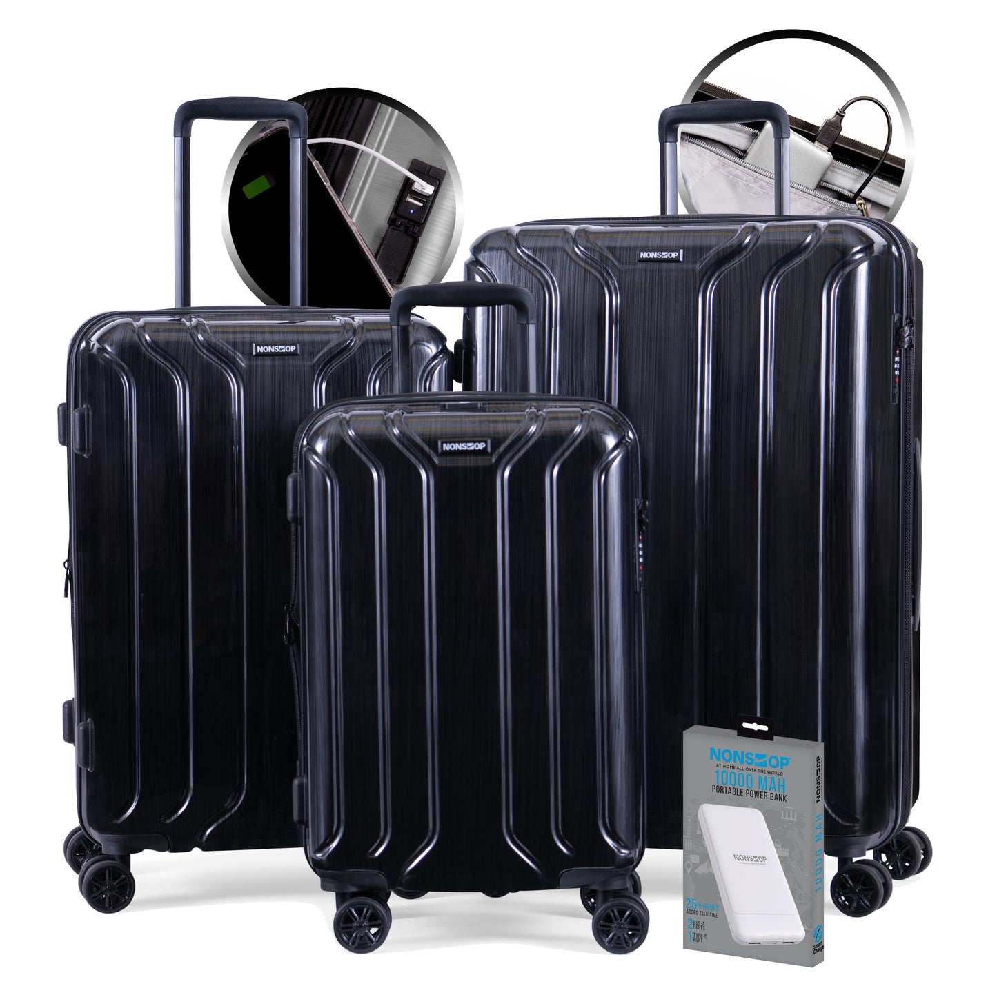 gallery|NS-NYE181-100+5KSL-08|Black|3-piece Set (20/24/28) W/Power Bank|image-1