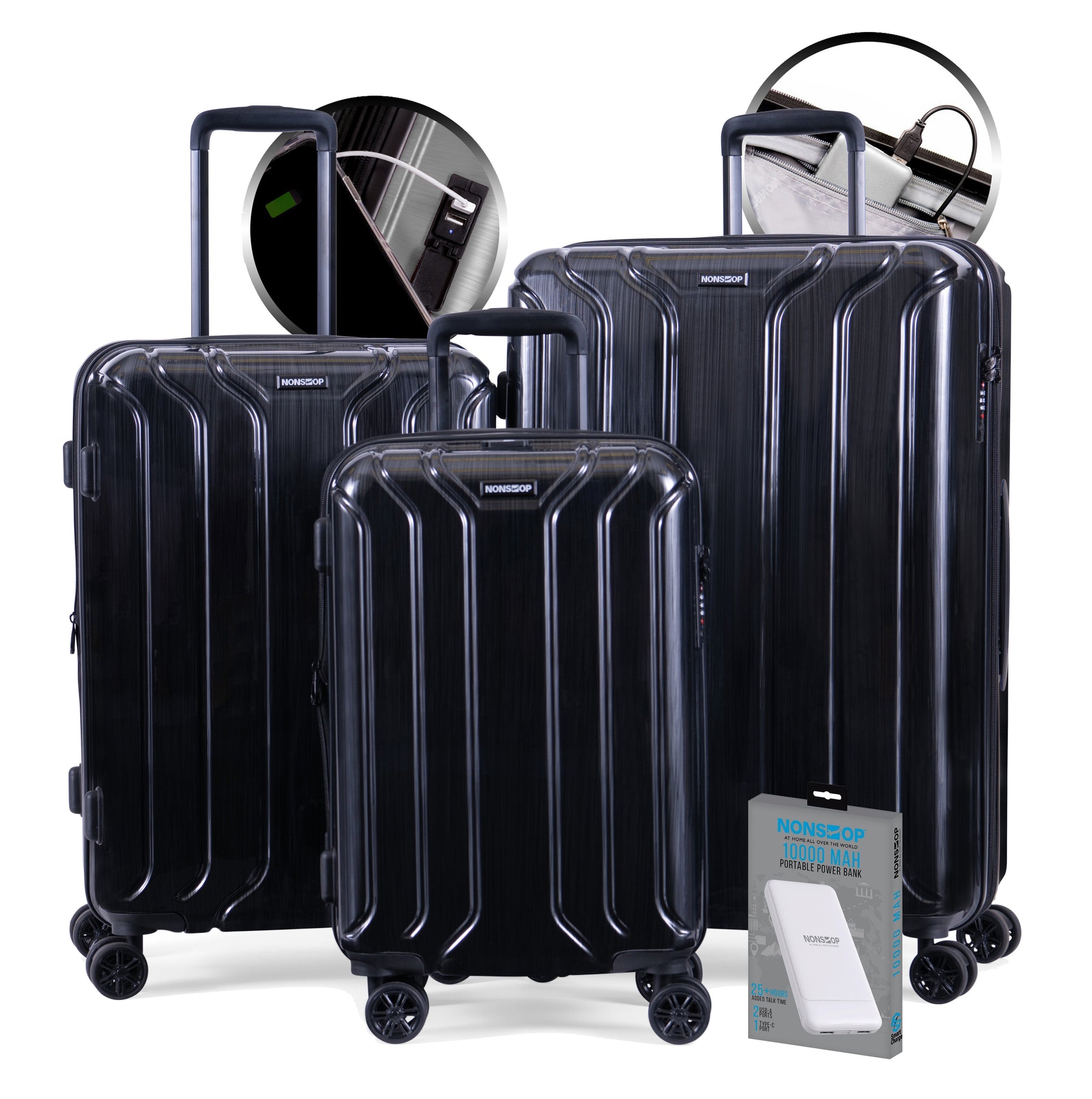 gallery|NS-NYE181-100+5KSL-08|Black|3-piece Set (20/24/28) W/Power Bank|image-1