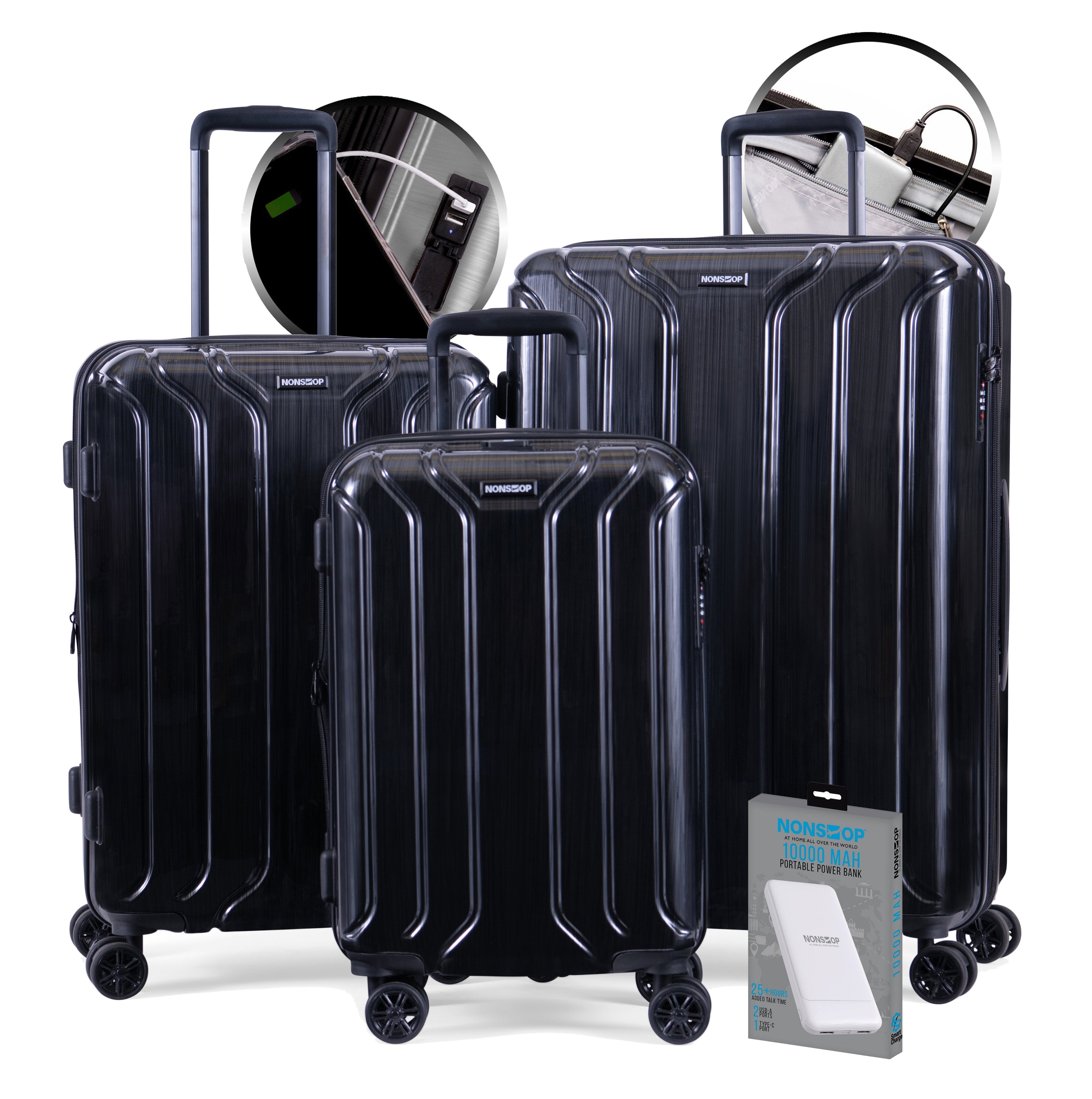 gallery|NS-NYE181-100+5KSL-08|Black|3-piece Set (20/24/28) W/Power Bank|image-1