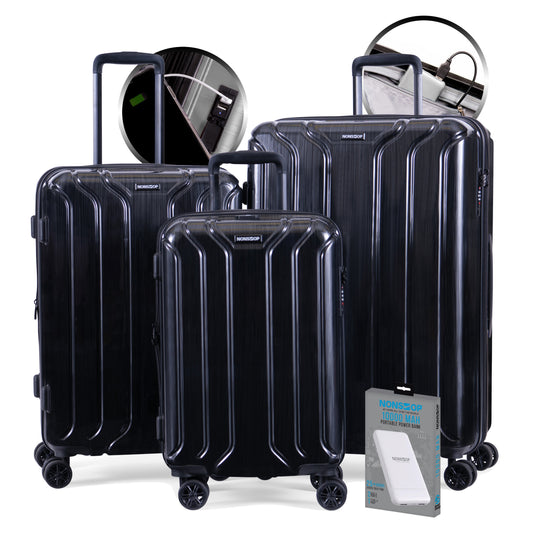 gallery|NS-NYE181-100+5KSL-08|Black|3-piece Set (20/24/28) W/Power Bank|image-1